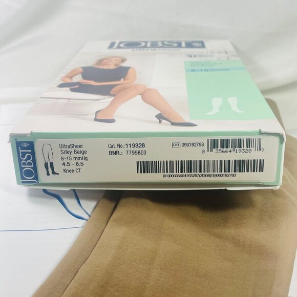 Jobst UltraSheer Support Knee-High Compression Stockings 8-15 mmHg Silky Beige - Picture 5 of 6